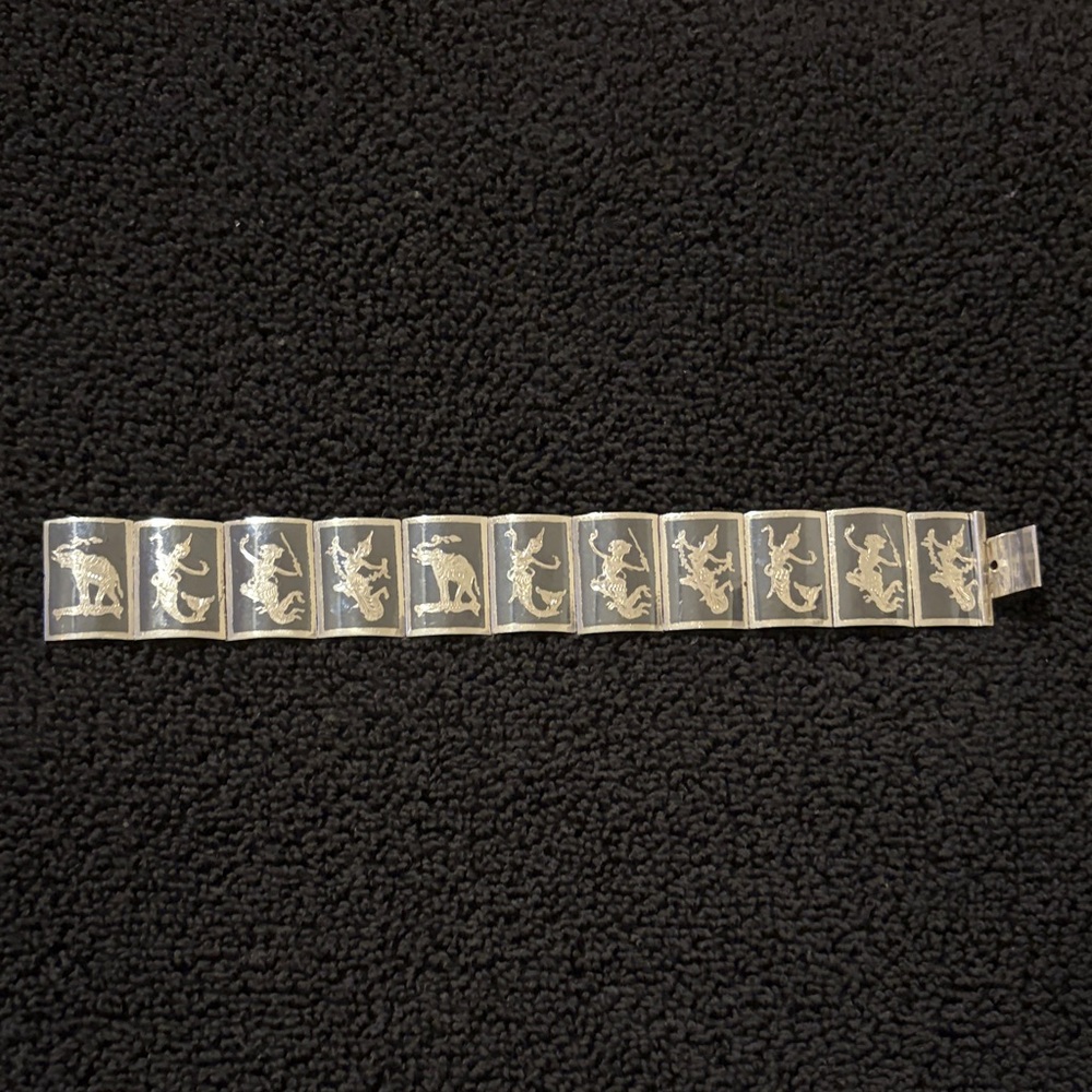 Vintage Sterling Silver Siam Bracelet